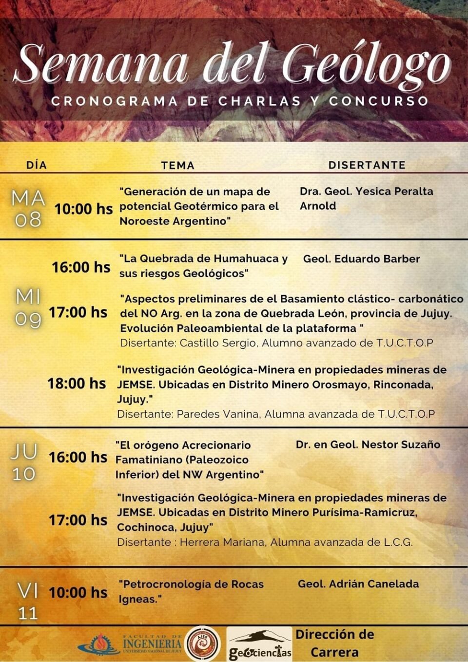 “Semana del Geólogo”: Ciclo de conferencias organizadas por el Día del Geólogo