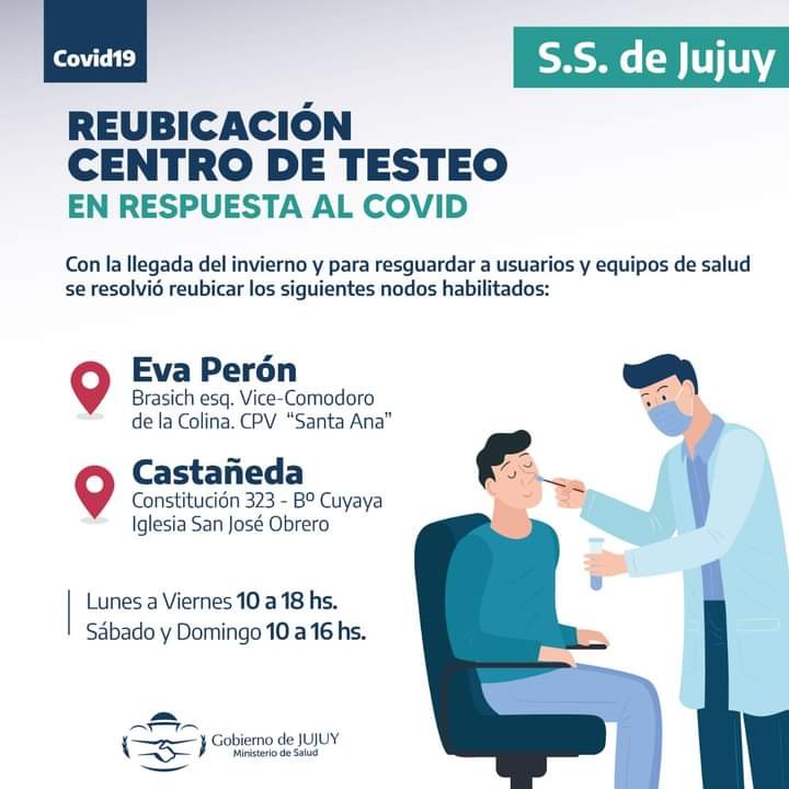 Desde hoy, los centros de testeo habilitados en los nodos Castañeda y Eva Perón funcionarán en otros espacios.