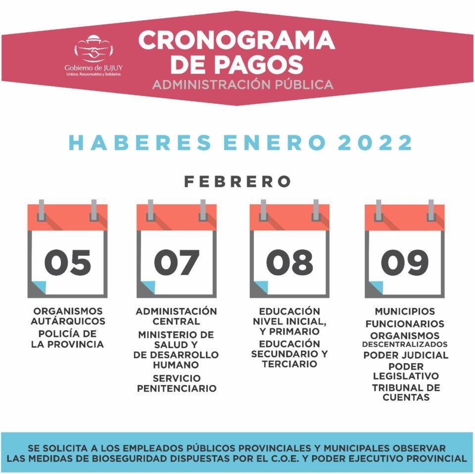 El 5 de febrero inicia el Cronograma de Pagos