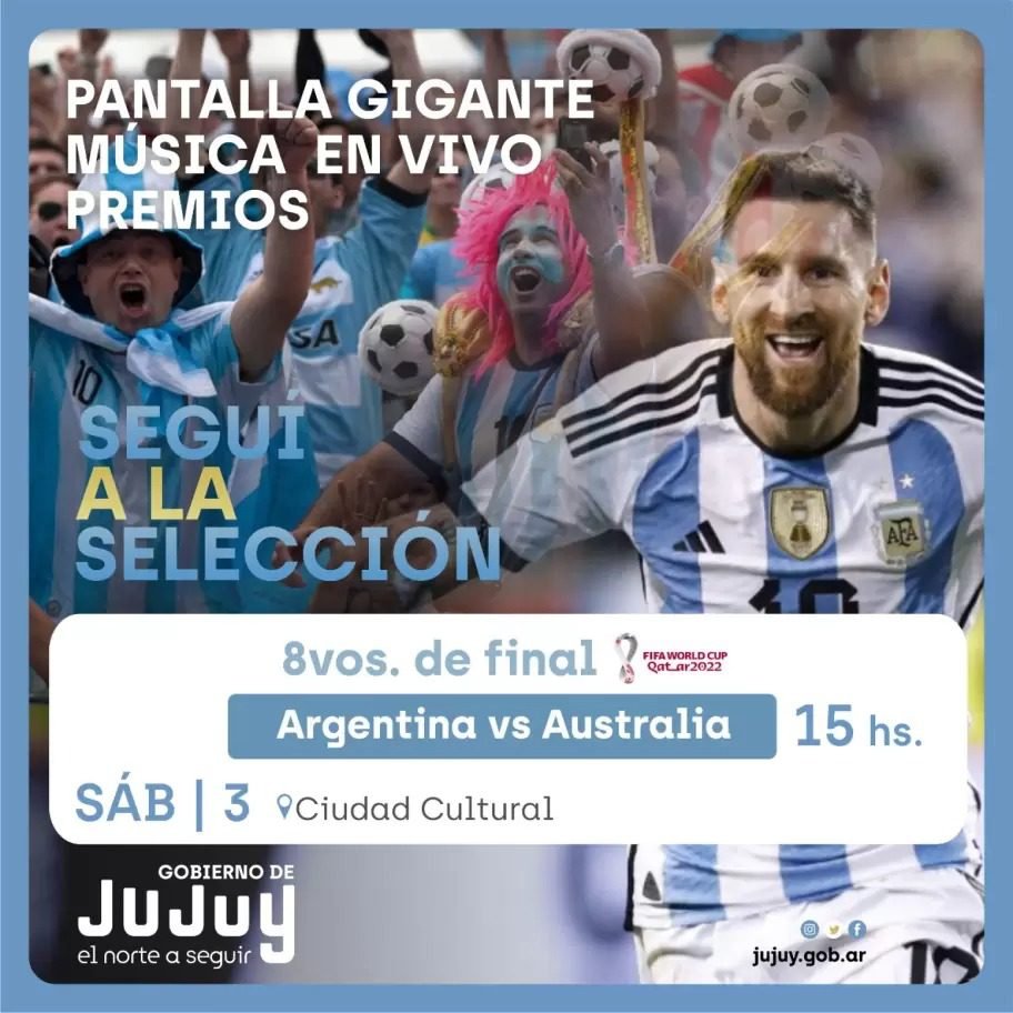 Se podrá ver el partido de Argentina en una pantalla gigante en Ciudad Cultural